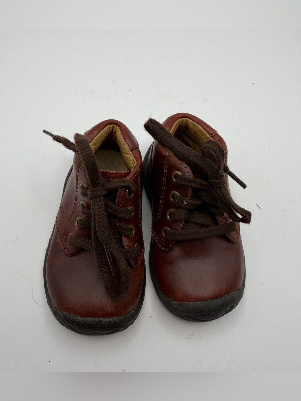 Stride Rite Made2Play Brown Leather Lace-Up Shoes Toddler Size 3.5W Preppy